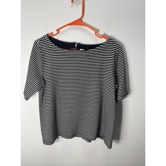 Gap Women’s Black/White Striped Blouse top cropped with Back Zip modal sz M - Picture 1 of 11